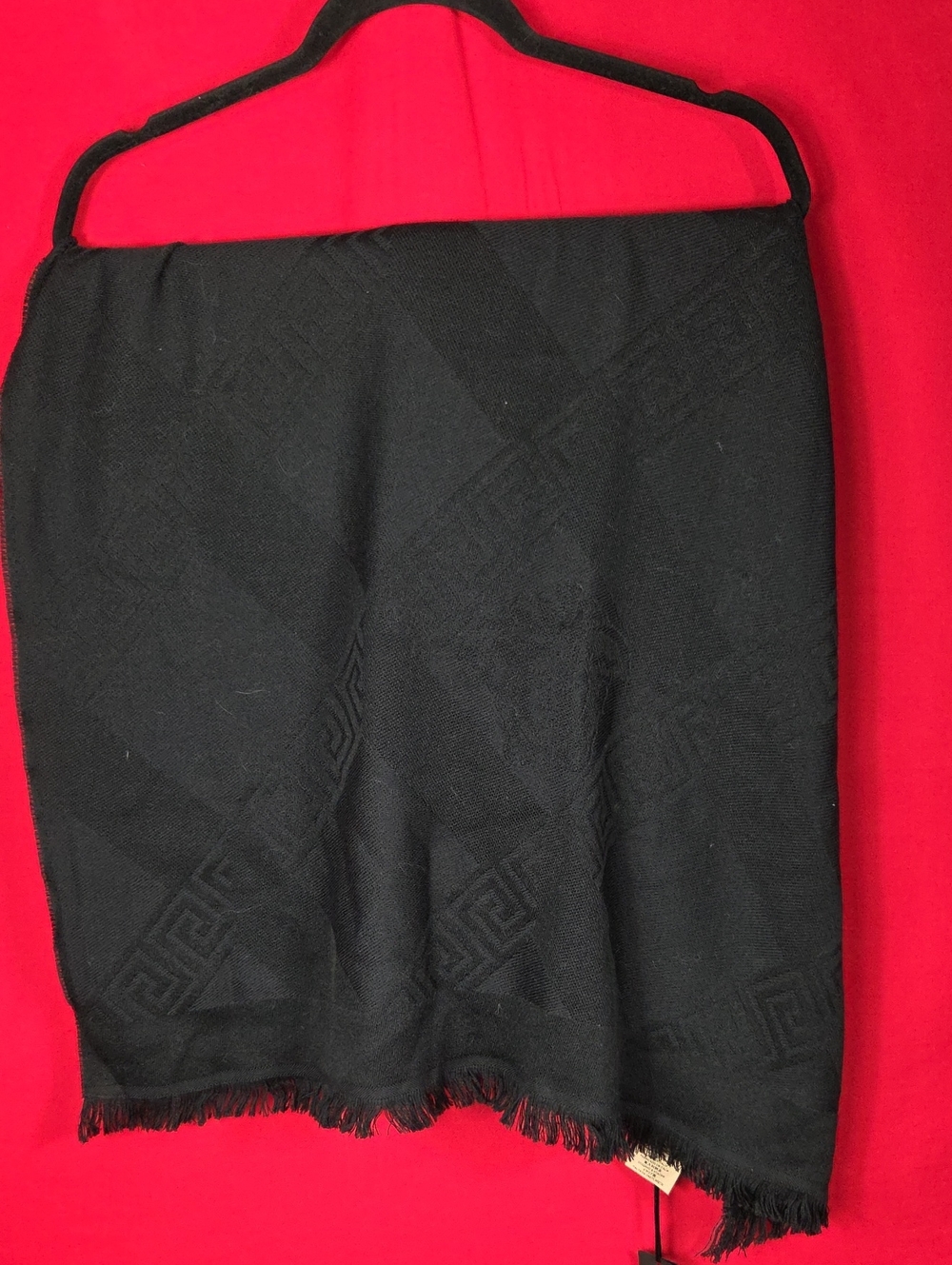 NEW VERSACE Black Medusa Greek Key Wool Scarf